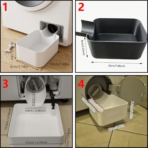 Washing Machine Filter Drain Tray, Washer Drain Tray, Water Guide Basin for LG Washing Machine Drain Filter Runoff Collects Excess Water ABS Material 19x8x8cm Black White 1Piece - Image 2