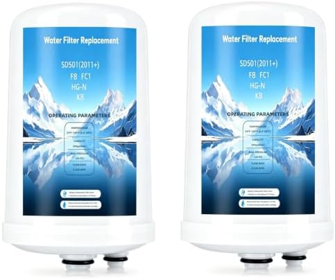 FC1 HG-N F8 Water Filter Replacement Cartridge Compatible with Enagic Leveluk K8, SD501 (2011+), JRIV 8-Plate Ionizer Machines Alkaline Water System, 2 Pack by Unknown
