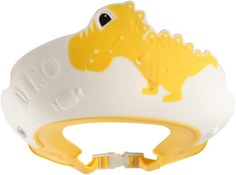 Baby Shower Cap Shield, Shower Cap for Kids, Visor Hat for Eye and Ear Protection for 0-9 Years Old Children,Cute Dinosaur/Crocodile/Hippo shape Makes the Baby Bath More Fun (Dinosaur, Yellow) by Thcbme