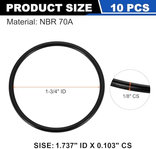 uxcell 10Pcs AS-132 NBR 70A O-Rings 1-3/4"ID x 3/32"CS/1.737"ID x 0.103"CS - Image 2