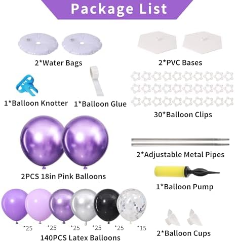 Purple and Black Silver Balloon Column Stand Kit Set of 2 for Floor - Image 3