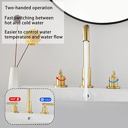 2-Handle Bathroom Faucet, Brushed Gold - Image 3