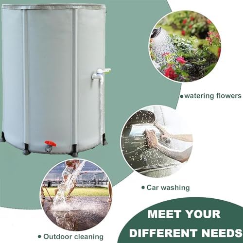 Foldable Rain Barrel with Stand and Tap 380L Garden Water Catcher System Blue 70x98cm - Image 4
