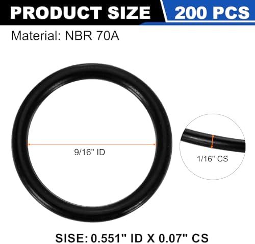 uxcell 200Pcs AS-015 NBR 70A O-Rings 9/16"ID x 1/16"CS/0.551"ID x 0.07"CS - Image 2