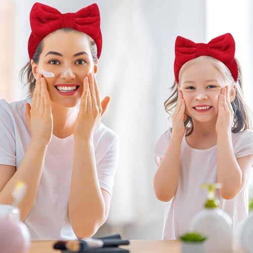 Ondder Spa Headband for Washing Face 8 Pack Red Skincare Makeup Headbands - Image 5