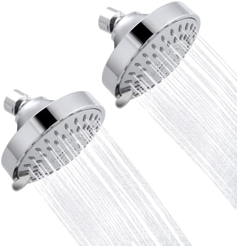 AISOSO High Pressure Rain Shower Head 2PCS 5 Modes 4.1 Inch Chrome Silver by Aisoso