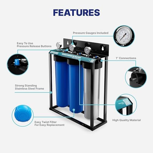 NU Aqua 3-Stage Heavy Metal Whole House Water Filter System - 20" x 4.5" - Image 2