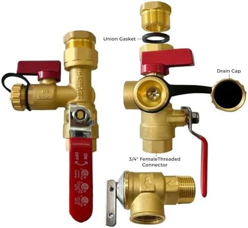 CAMPLUX 3/4 Inch IPS Isolator Tankless Water Heater Service Valve Kit, with Pressure Relief Valve, Clean Brass Construction - Image 3