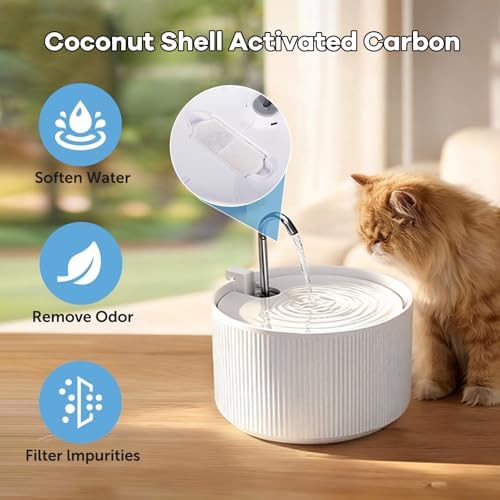 (18 Pack) 6 Sets Ceramic Cat Water Fountain Replacement Filters, Pet Fountain Replacement Filters for 2.2L/74OZ Ceramic Fountain(White) - Image 4
