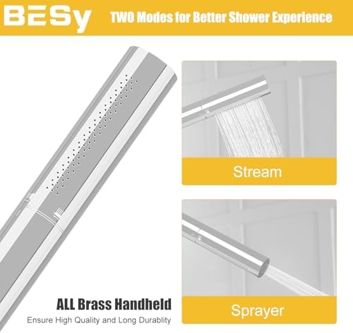 BESy Handheld Shower Head Sprayer Shower Wand Hand Shower Showerhead Chrome - Image 2