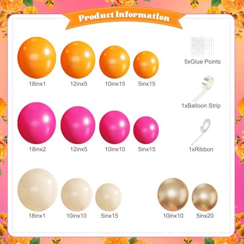 Pink and Orange Balloon Arch Kit for Tropical Theme Baby Shower Decorations - Image 2