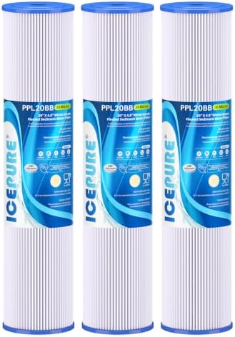 ICEPURE 30 Micron 20" x 4.5" Whole House Pleated Sediment Filter, 3 Pack by ICEPURE