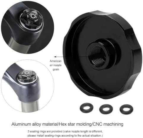 Headerbs Suntour Fork Air Cap, Front Shock Cover Cap, Front Fork Air Chamber Cover Bicycle Suspension Fork Air Gas Valve Aluminium Alloy for Mountain Bike (Black) - Image 4