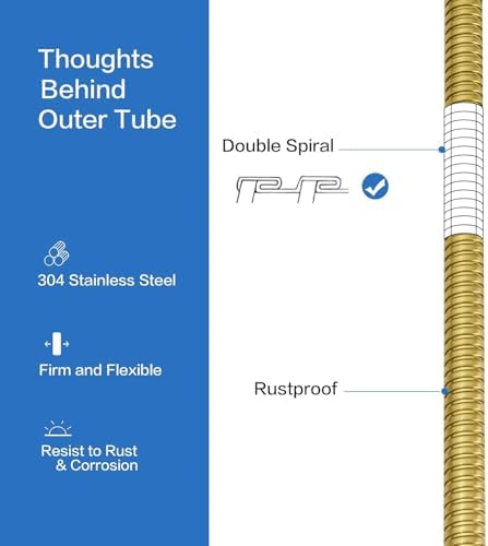 RUMOSE 79 inches Extra Long Shower Hose, Gold - Image 2
