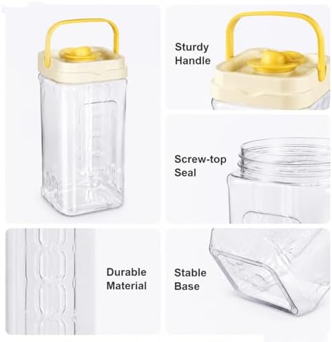 118oz Drink Dispenser for Fridge,Portable Water Pitcher for Fridge with Spigot,Sealed Plastic Drink Dispenser with Measurement Marks&Handle,Iced Tea Pitcher for Iced Tea,Juice,Daily Use,1 Pack - Image 4
