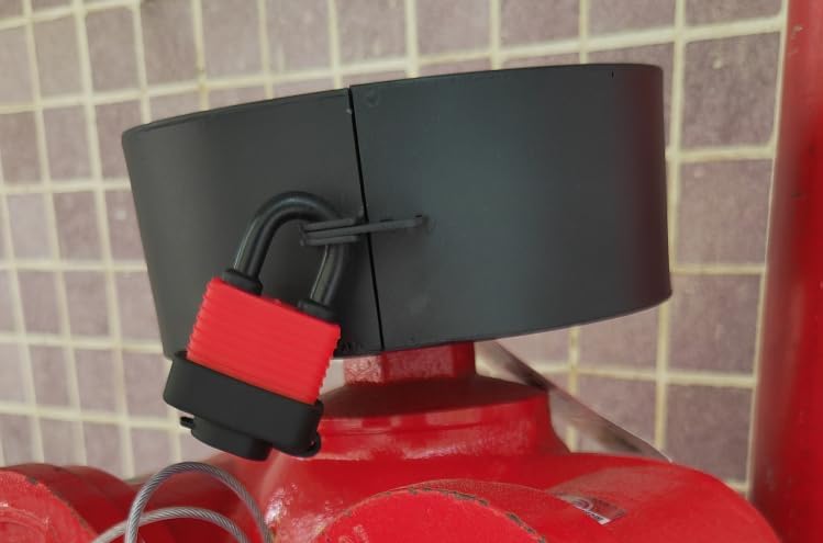 Water Spigot Lock,Tamper-Proof and Weather Resistant, fits 1.5" to 6" handwheels. Ideal Protective Cover for Industrial Pipeline gate valves Indoor and Outdoor. by Unknown