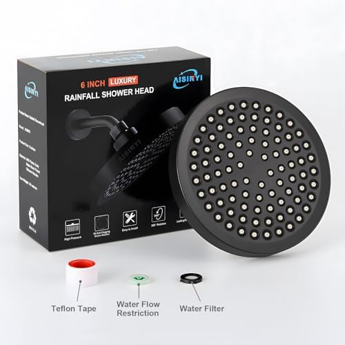 6" High Pressure Rain Shower Head, Luxury Matte Black Finish - Image 5