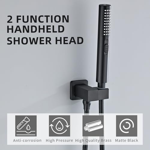 High Pressure Handheld Shower Head with Hose and Holder, Matte Black Cylindrical Hand Held Showerhead with Built-in Power Wash Spray, High Flow Wand for Bathroom - Image 2