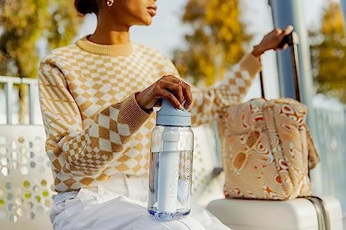 LifeStraw Go Series – BPA-Free Water Filter Bottle for Travel and Everyday use removes Bacteria, parasites and microplastics, Improves Taste, 1L 2-Pack; Icelandic Blue and Aegean Sea - Image 6