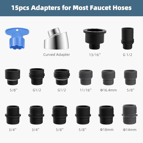 Universal Kitchen Faucet Head Replacement 3-Mode, Extra 15 Adapters, Chrome - Image 4