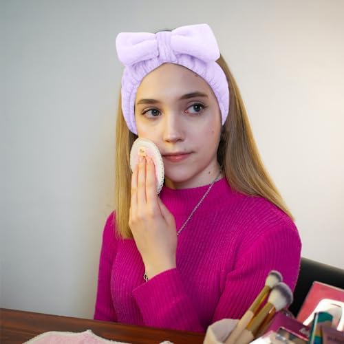 Ondder Spa Terry Cloth Skincare Headbands for Women - 8 Pcs Cute Bow Hair Bands for Makeup, Face Wash and Skin Care - Image 5