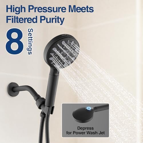 Filtered Shower Head with Handheld, 8 Spray Mode High Pressure Showerhead with Filters, Detachable shower head, Water Softener Filters for Hard Water, Remove Chlorine(N8HS702MB-NA) - Image 4