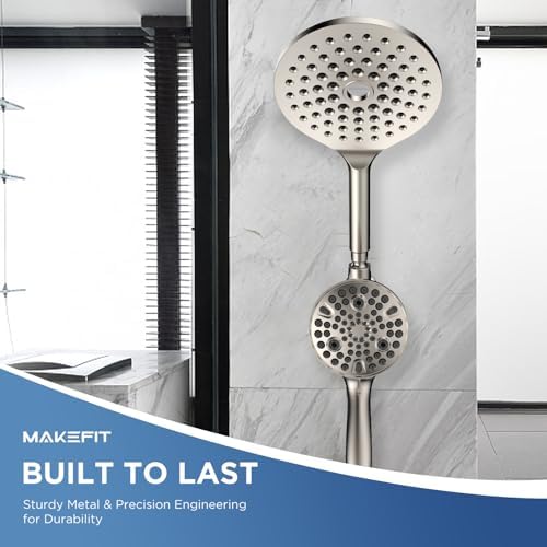 Dual Handheld Shower Head Combo, 2-in-1 Rain Shower Heads System 8 Inch Rainfall Shower Head and 10 Modes High Pressure Hand Held Showerhead with Built-in Power Wash - Image 4