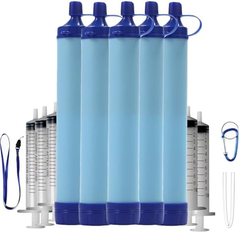 Straw, Pure Flow Water Filter Straw for Camping, Hiking, Travel, Biking, Survival, and Emergency Preparedness, No Expiration Date, Lightweight, Reusable (5PCS) by Unknown
