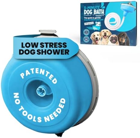 5-MinutePetBath Dog Bath Hose Attachment - Shower Head Accessory for Dog Washing - Low Stress Pet Shower - Portable Wash Station for Grooming, Rinse & Cleaning - Attachable Bathing Essential - Blue by 5-MinutePetBath