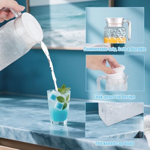 2 Pack 1.1L Plastic Pitcher with Lid and Handle, Unbreakable - Image 3