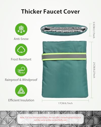 Outdoor Faucet Covers for Winter Freeze Protection, Kanosan 8.3"H X 6.7"W Thickened Reflective Outside Spigots Covers Hose Bib Insulated Sock for Winter Cold Weather, 8 Pack Matcha Green - Image 2
