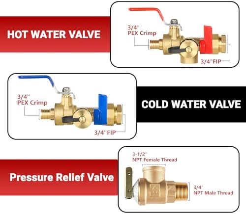 3/4" EFIELD IPS Isolator Tankless Water Heater Service Valve Kit - Image 3