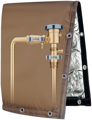 Backflow Preventer Insulated Cover (5˚F) Thick 6-Layer Fabric Pipe Insulation Cover (UV Coated) Winter Freeze Protection,for Water Well Pump Covers and Sprinkler Valve Covers (16" W X 26" H) by Yehchi
