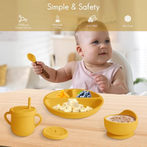 Silicone Baby Feeding Set 12PCS,Baby Led Weaning Set(Honey) - Image 2