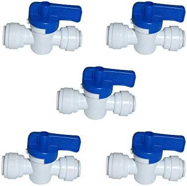 Food-Grade Quick Connector Push-In Tube Fitting,1/4" to 5/16" O.D. Reducing Tube Shut off Ball Valve for Reverse Osmosis Water Filter Purifier (Pack of 5) - Image 3