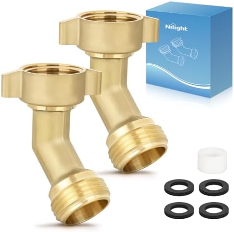 Nilight 45 Degree RV Hose Elbow, 3/4" Brass Water Connector Fitting by Nilight