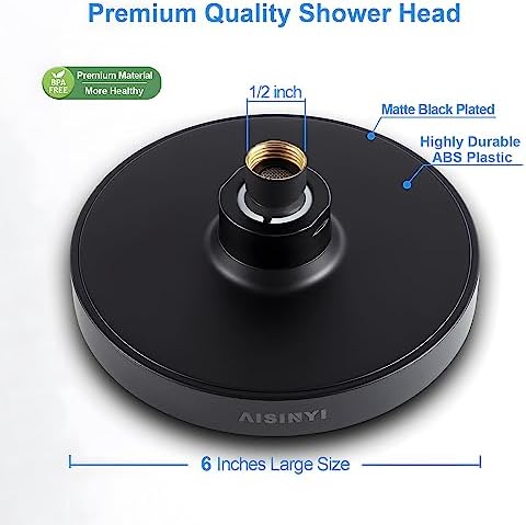 6" High Pressure Rain Shower Head, Luxury Matte Black Finish - Image 4