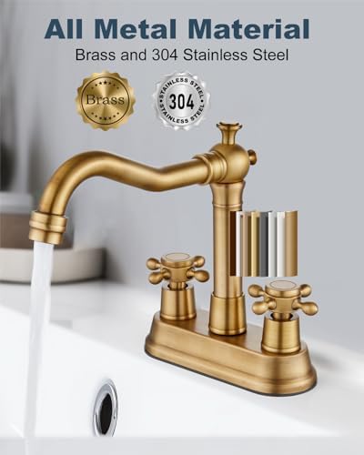 Aolemi 4 Inch Centerset Bathroom Sink Faucet 2 Handle Antique Brass - Image 5