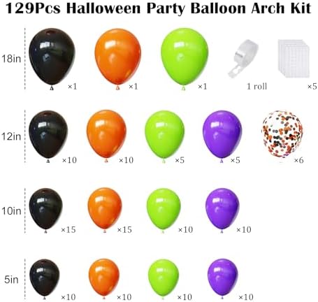 Halloween Balloon Arch Kit, 129Pcs Orange and Black Latex Balloons - Image 2