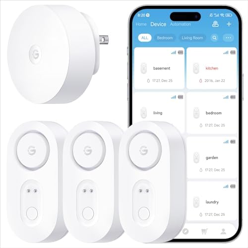 GoveeLife Upgraded Smart Water Leak Detector 1s with High Alarm, 3 Pack by GoveeLife