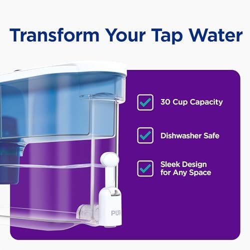 PUR 30-Cup Countertop Water Filter Dispenser for Fridge, White/Blue - Image 2