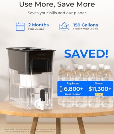 Waterdrop WFD-02L 35-Cup Water Filter Dispenser, Fluoride Reduction, Black - Image 6