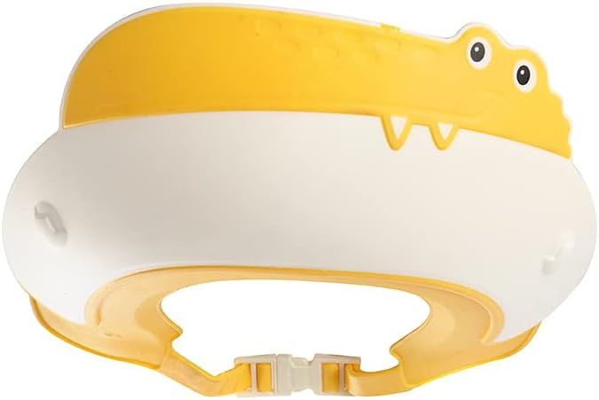 Baby Shower Cap Shield, Shower Cap for Kids, Visor Hat for Eye and Ear Protection for 0-9 Years Old Children,Cute Dinosaur/Crocodile/Hippo shape Makes the Baby Bath More Fun (Crocodile, Yellow) by Thcbme