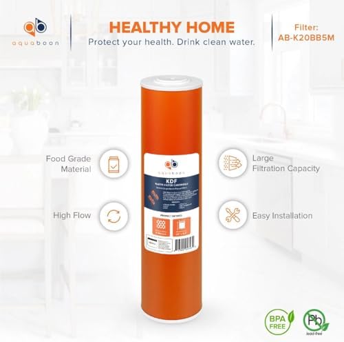 Aquaboon 5 Micron 20 x 4.5 Premium Whole House Water Filter Replacement Cartridge KDF for 1-Stage Water Filtration System 2 Pack - Image 4