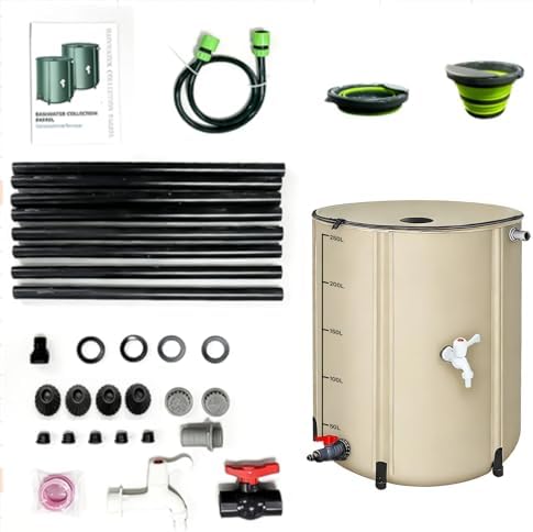 Portable Foldable Outdoor rainwater Barrel for Spring & Summer use. Ideal for Garden Irrigation, Courtyard Cleaning and Emergency Water Storage, Various (Beige, 752L/198.65GAL) by Unknown