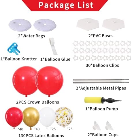 Red and Gold Balloon Column Stand Kit Set of 2 for Floor - Image 3