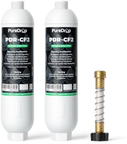 PureDrop PDR-CF2 RV Inline Water Filter Value Pack with 2 Filters by PureDrop