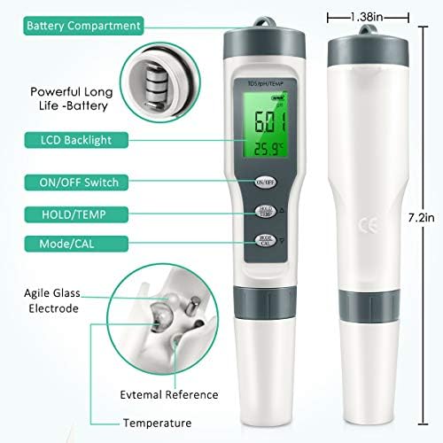 3-in-1 Digital pH Meter, Water Quality Tester with TDS and Temperature, 0.01 Resolution, LCD Display, for Pools, Spas, Aquariums - Image 2