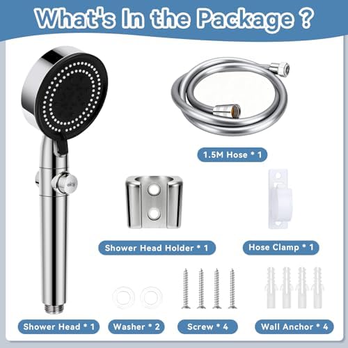 5+1 Mode High Pressure Replacement Silver RV Shower Head with Hose - Image 7
