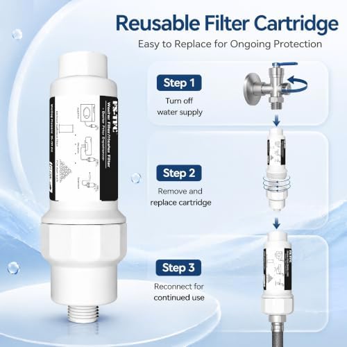 Garden Hose Filter for Washing Machine, RV, Pool & Pet – High-Efficiency Sediment & Scale Water Filter with Replaceable Cartridge Design,3/4" GHT,Anti-Corrosion, NSF Certified - Image 6